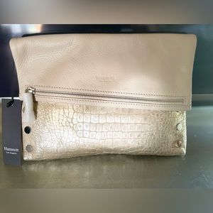 HAMMITT PURSE.,Zippered Leather Crossbody Clutch VIP. Cream and sliver,NWT